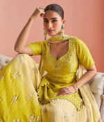 Thumbnail for Anaita Yellow Chinon Stitched Suit With Embroidery Work - Dista