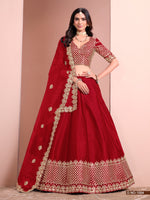 Thumbnail for Anaita Red Art Silk Designer Lehenga With Blouse - Distacart