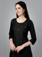 Thumbnail for Malishka Women's Embroidered Straight Black Kurti - Distacart