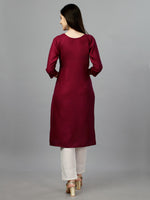 Thumbnail for Malishka Women's Embroidered Straight Maroon Kurti - Distacart