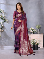 Thumbnail for Anaita Maroon Premium Banarasi Tissue Silk Saree With Gala Weaving Work - Distacart