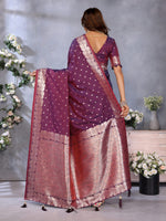 Thumbnail for Anaita Maroon Premium Banarasi Tissue Silk Saree With Gala Weaving Work - Distacart