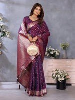 Thumbnail for Anaita Maroon Premium Banarasi Tissue Silk Saree With Gala Weaving Work - Distacart