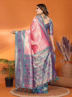 Thumbnail for Anaita Pink Banarasi Tissue Silk Saree With Weaving Work - Distacart