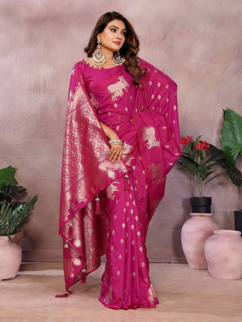 Anaita Pink Premium Banarasi Tissue Silk Saree With Gala Weaving Work - Distacart