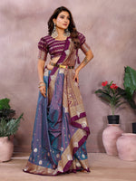 Thumbnail for Anaita Purple Handloom Kalamkari Silk Saree With Zari Woven Work - Distacart