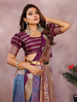Thumbnail for Anaita Purple Handloom Kalamkari Silk Saree With Zari Woven Work - Distacart