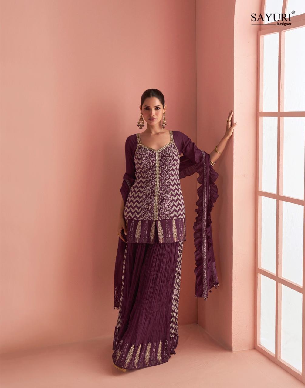Anaita Purple Chinon Stitched Suit With Embroidery Work - Dista