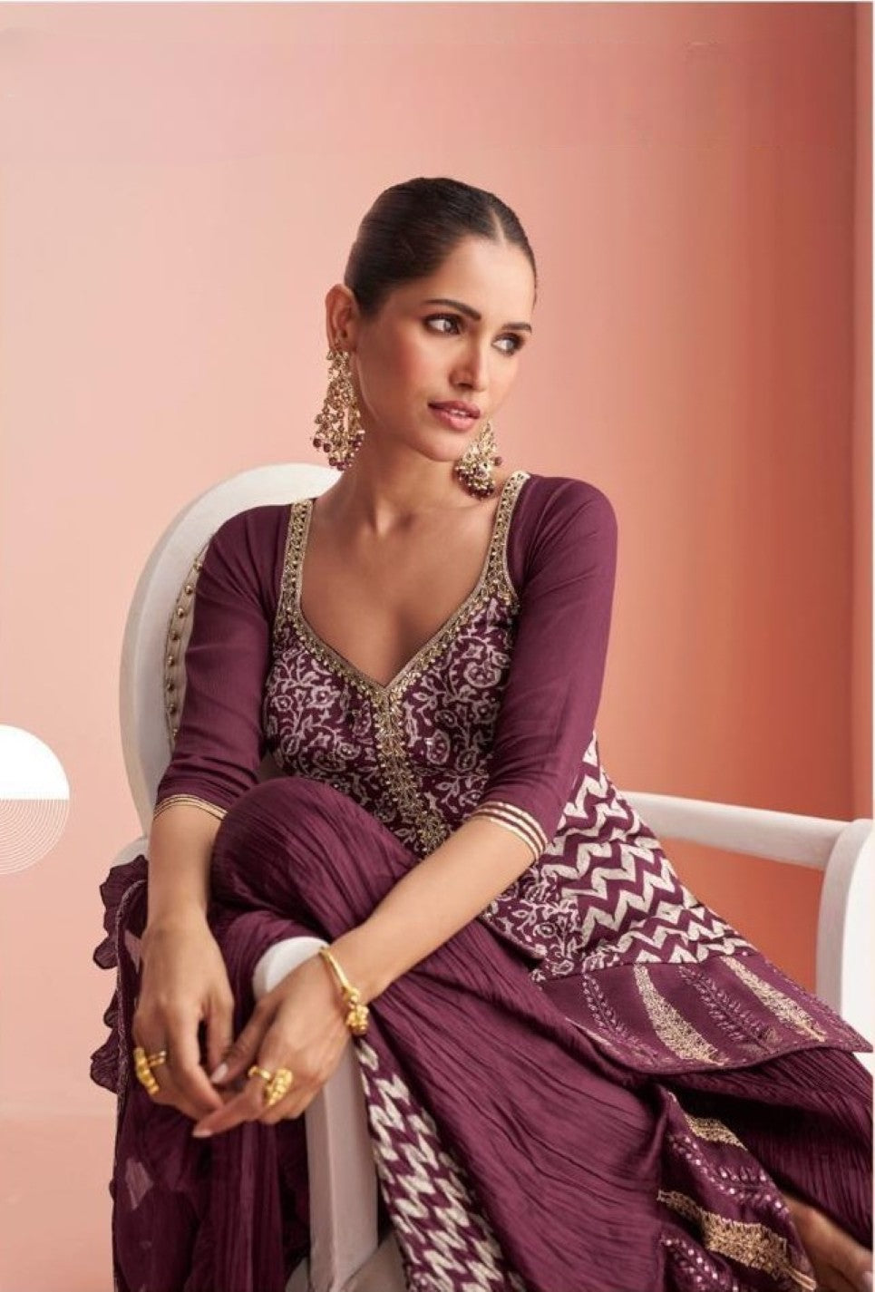 Anaita Purple Chinon Stitched Suit With Embroidery Work - Dista