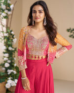 Thumbnail for Anaita Magenta Heavy Chinon Silk Readymade 3 Piece Set With Sequence & Mirror Work - Distacart