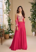Thumbnail for Anaita Magenta Heavy Chinon Silk Readymade 3 Piece Set With Sequence & Mirror Work - Distacart