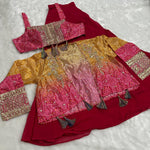 Thumbnail for Anaita Magenta Heavy Chinon Silk Readymade 3 Piece Set With Sequence & Mirror Work - Distacart