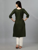 Thumbnail for Malishka Women's Embroidered Straight Green Kurti - Distacart