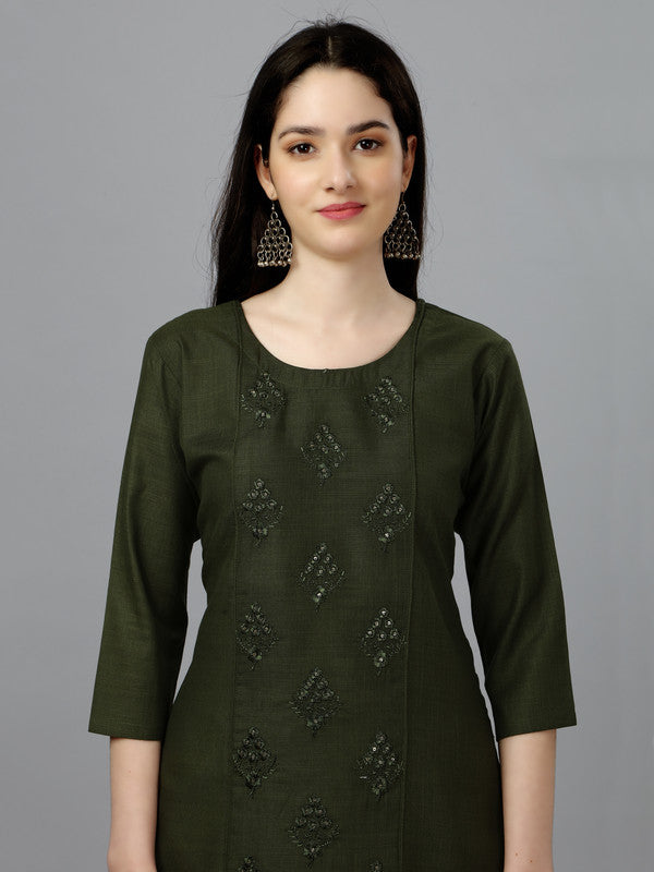 Malishka Women's Embroidered Straight Green Kurti - Distacart