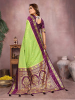 Thumbnail for Anaita Parrot Handloom Kalamkari Silk Saree With Zari Woven Work - Distacart