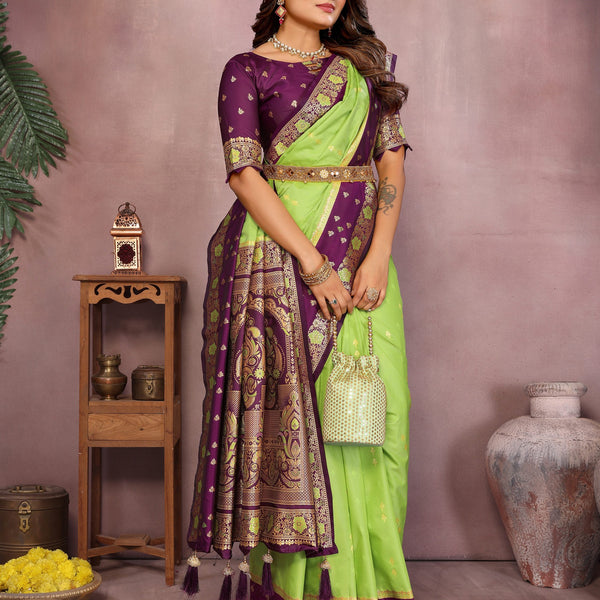 Anaita Parrot Handloom Kalamkari Silk Saree With Zari Woven Work - Distacart