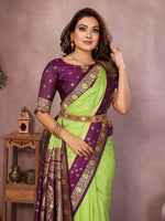 Thumbnail for Anaita Parrot Handloom Kalamkari Silk Saree With Zari Woven Work - Distacart