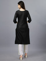 Thumbnail for Malishka Women's Embroidered Straight Black Kurti - Distacart
