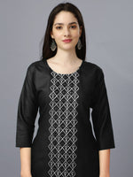 Thumbnail for Malishka Women's Embroidered Straight Black Kurti - Distacart