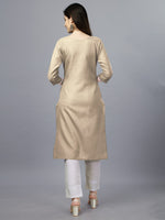 Thumbnail for Malishka Women's Embroidered Straight Beige Kurti - Distacart