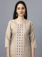 Thumbnail for Malishka Women's Embroidered Straight Beige Kurti - Distacart