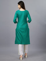 Thumbnail for Malishka Women's Embroidered Straight Light Green Kurti - Distacart