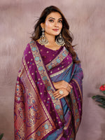 Thumbnail for Anaita Light Purple Handloom Kalamkari Silk Saree With Zari Woven Work - Distacart
