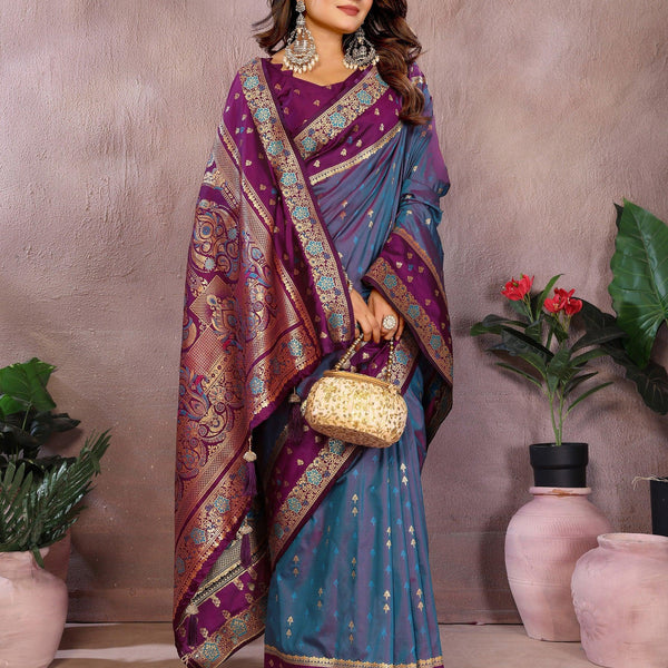 Anaita Light Purple Handloom Kalamkari Silk Saree With Zari Woven Work - Distacart