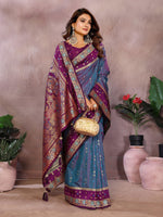 Thumbnail for Anaita Light Purple Handloom Kalamkari Silk Saree With Zari Woven Work - Distacart