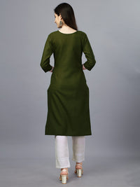 Thumbnail for Malishka Women's Embroidered Straight Green Kurti - Distacart