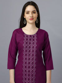 Thumbnail for Malishka Women's Embroidered Straight Purple Kurti - Distacart