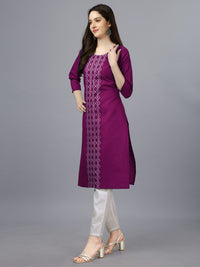 Thumbnail for Malishka Women's Embroidered Straight Purple Kurti - Distacart