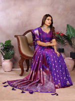 Thumbnail for Anaita Purple Premium Banarasi Tissue Silk Saree With Gala Weaving Work - Distacart