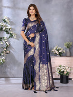 Thumbnail for Anaita Violet Premium Banarasi Tissue Silk Saree With Gala Weaving Work - Distacart