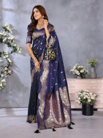 Thumbnail for Anaita Violet Premium Banarasi Tissue Silk Saree With Gala Weaving Work - Distacart