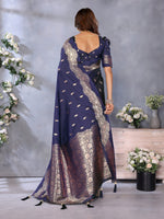 Thumbnail for Anaita Violet Premium Banarasi Tissue Silk Saree With Gala Weaving Work - Distacart
