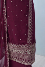 Thumbnail for Anaita Wine Premium Embroidered Georgette Salwar Suit - Distacart