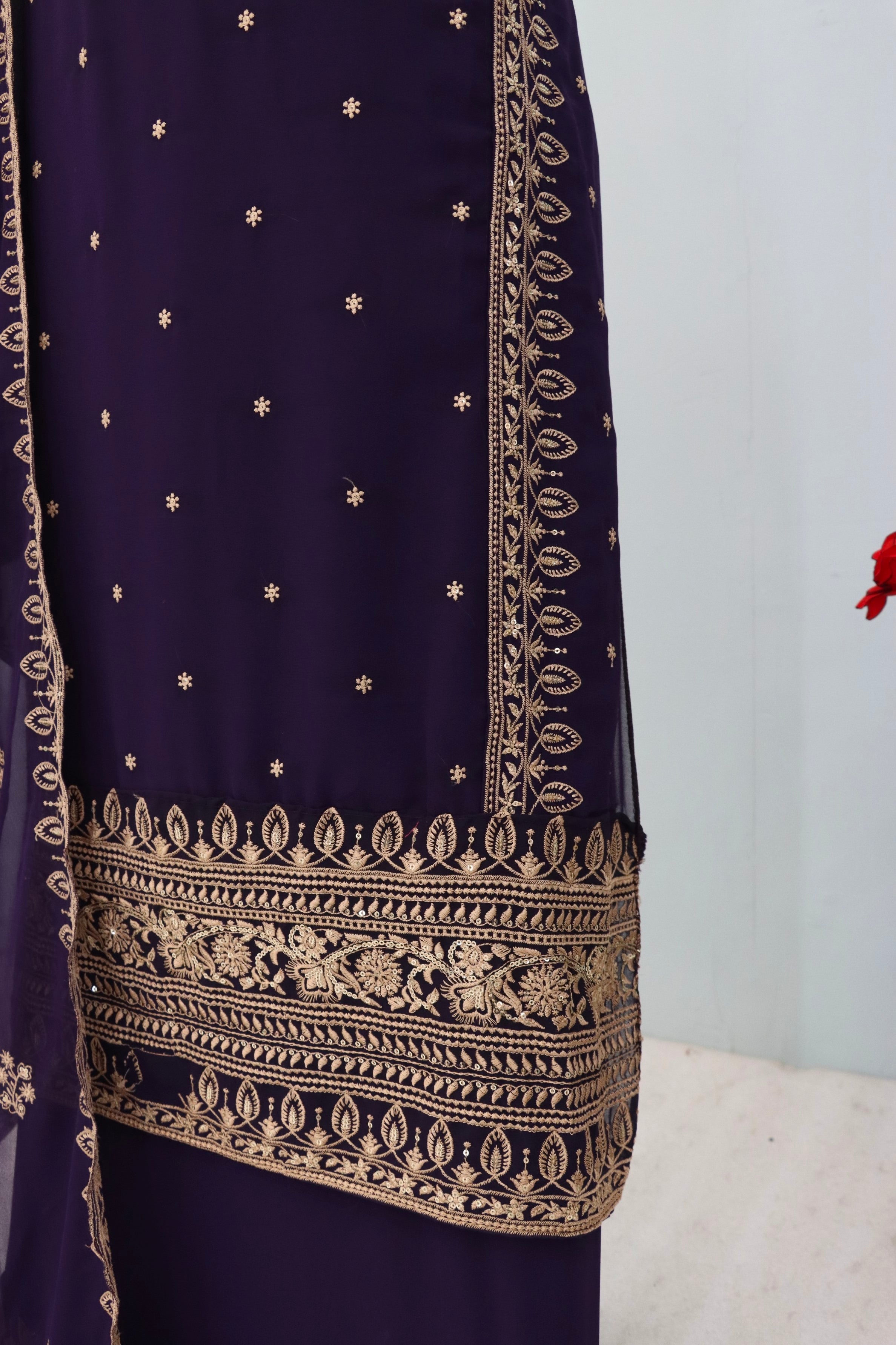 Anaita Purple Premium Embroidered Georgette Salwar Suit - Distacart