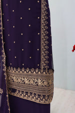 Thumbnail for Anaita Purple Premium Embroidered Georgette Salwar Suit - Distacart