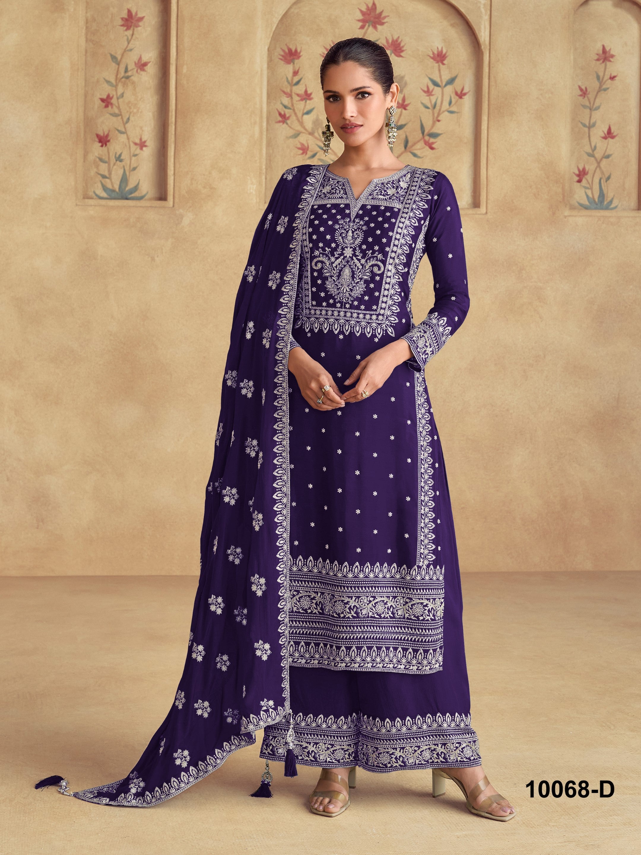 Anaita Purple Premium Embroidered Georgette Salwar Suit - Distacart