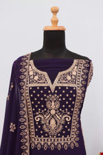 Thumbnail for Anaita Purple Premium Embroidered Georgette Salwar Suit - Distacart