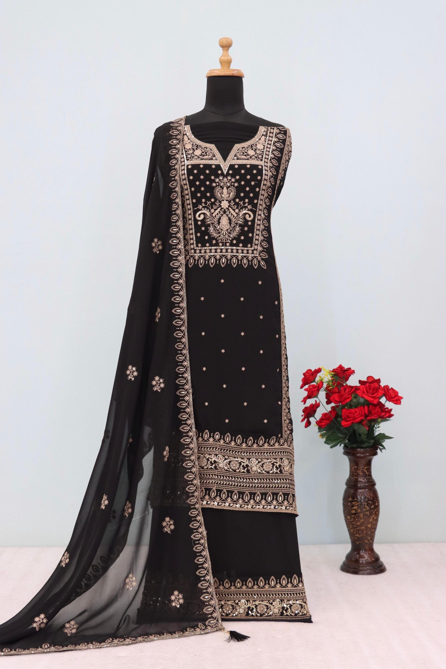 Anaita Black Premium Embroidered Georgette Salwar Suit - Distacart