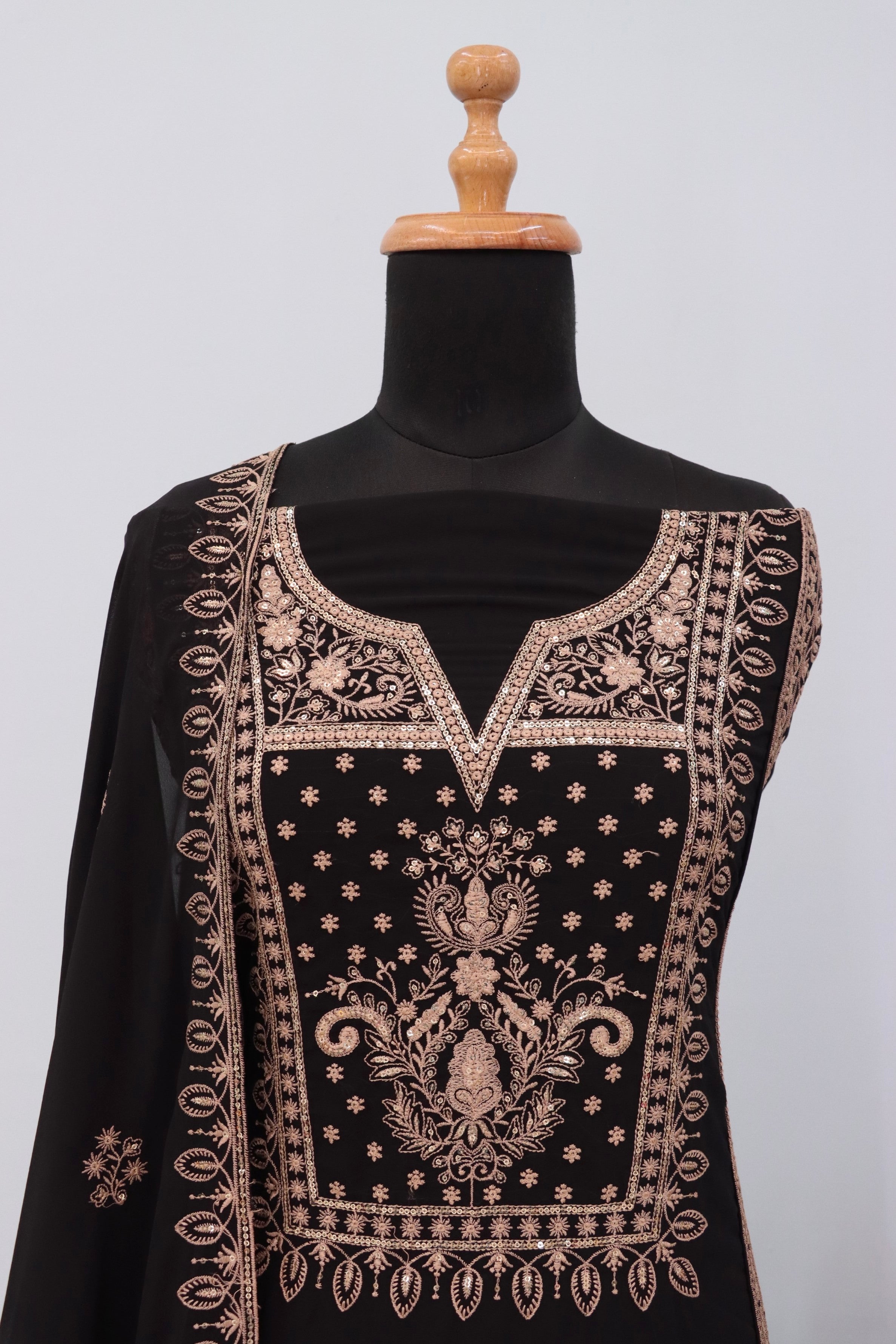 Anaita Black Premium Embroidered Georgette Salwar Suit - Distacart