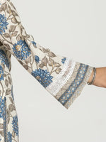 Thumbnail for Yufta Blue And Off White Cotton Pakistani Style Kurta Dupatta Set
