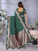 Thumbnail for Anaita Dark Green Premium Banarasi Tissue Silk Saree With Gala Weaving Work - Distacart