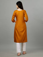 Thumbnail for Malishka Women's Embroidered Straight Mustard Kurti - Distacart