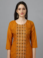 Thumbnail for Malishka Women's Embroidered Straight Mustard Kurti - Distacart