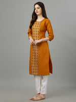 Thumbnail for Malishka Women's Embroidered Straight Mustard Kurti - Distacart