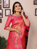 Thumbnail for Anaita Orange Banarasi Tissue Silk Saree With Weaving Work - Distacart
