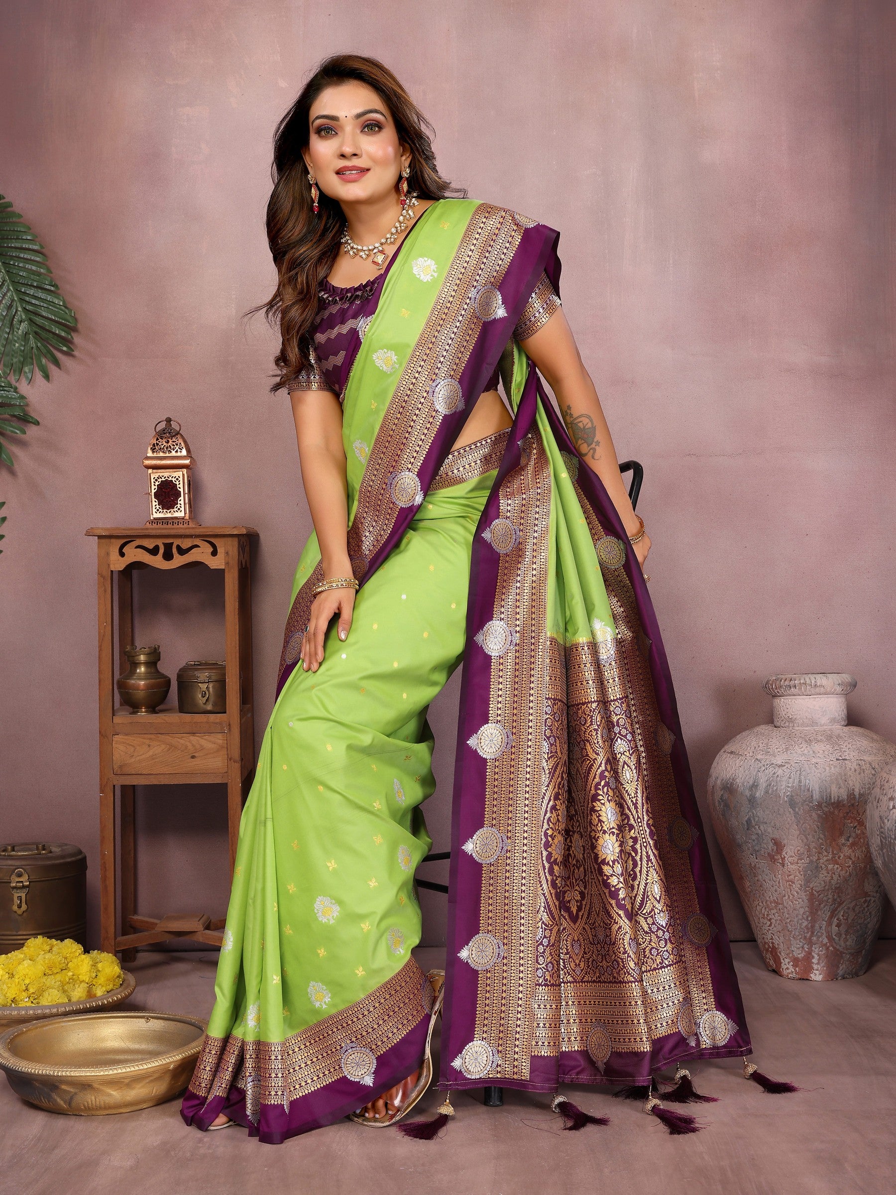 Anaita Parrot Handloom Kalamkari Silk Saree With Zari Woven Work - Distacart